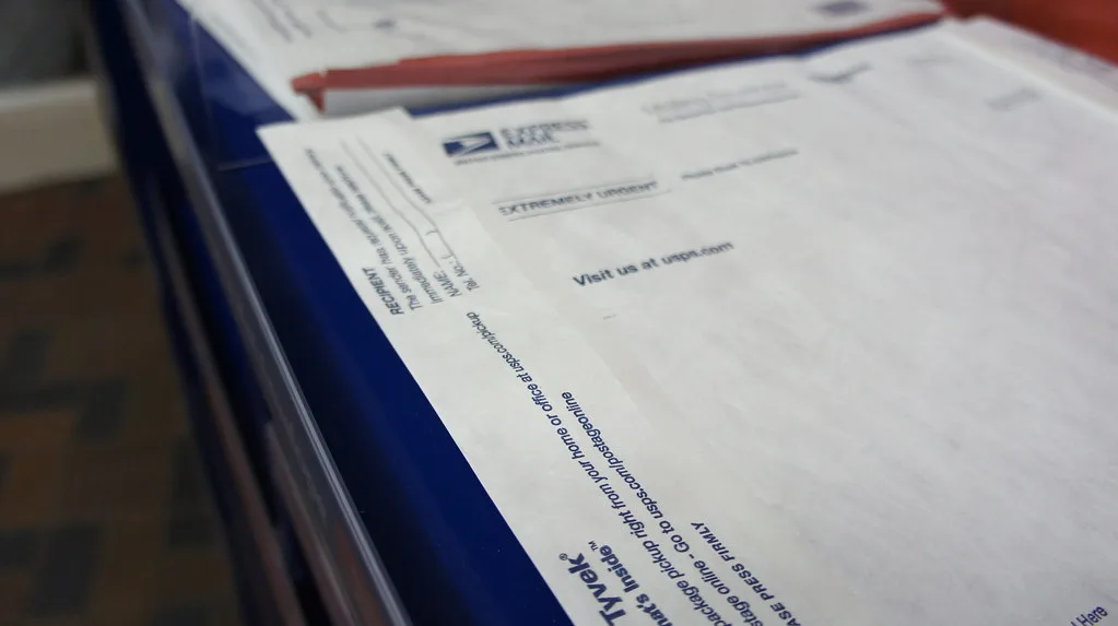 A sealed mailing envelope